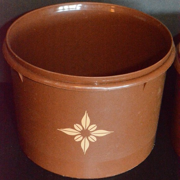 Vintage 1970s Tupperware Chocolate Brown Nesting Containers Canisters Set No Lid - Picture 2 of 7